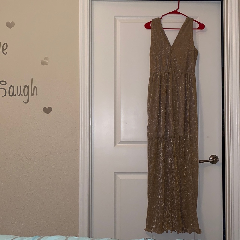 A gold formal dress